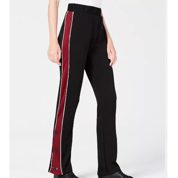 XOXO BLACK Snap-Side Drip Track Pants MAROON WINE White NWT S Caj to Dressy Y2K - Picture 5 of 11
